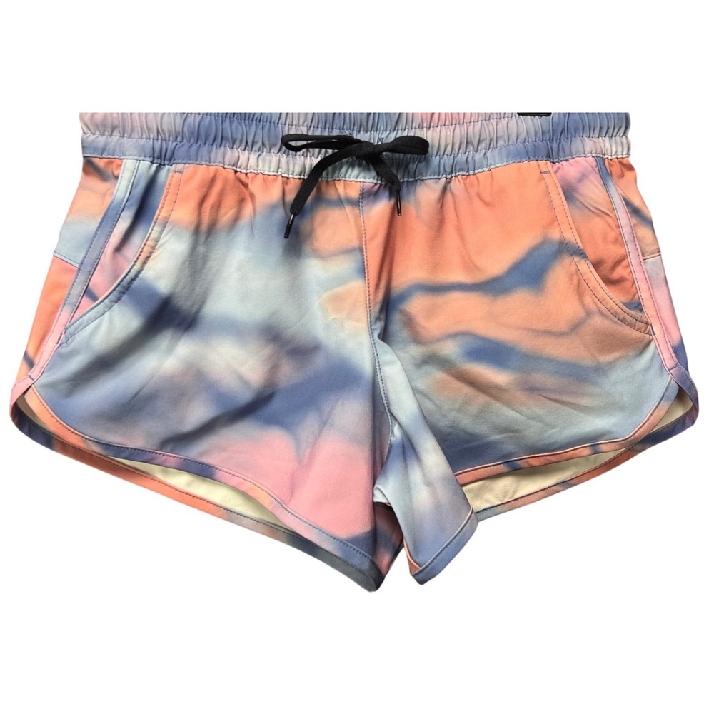 Columbia Tie‎ Dye Athletic Shorts Women's XS Pink Blue Drawstring Pockets